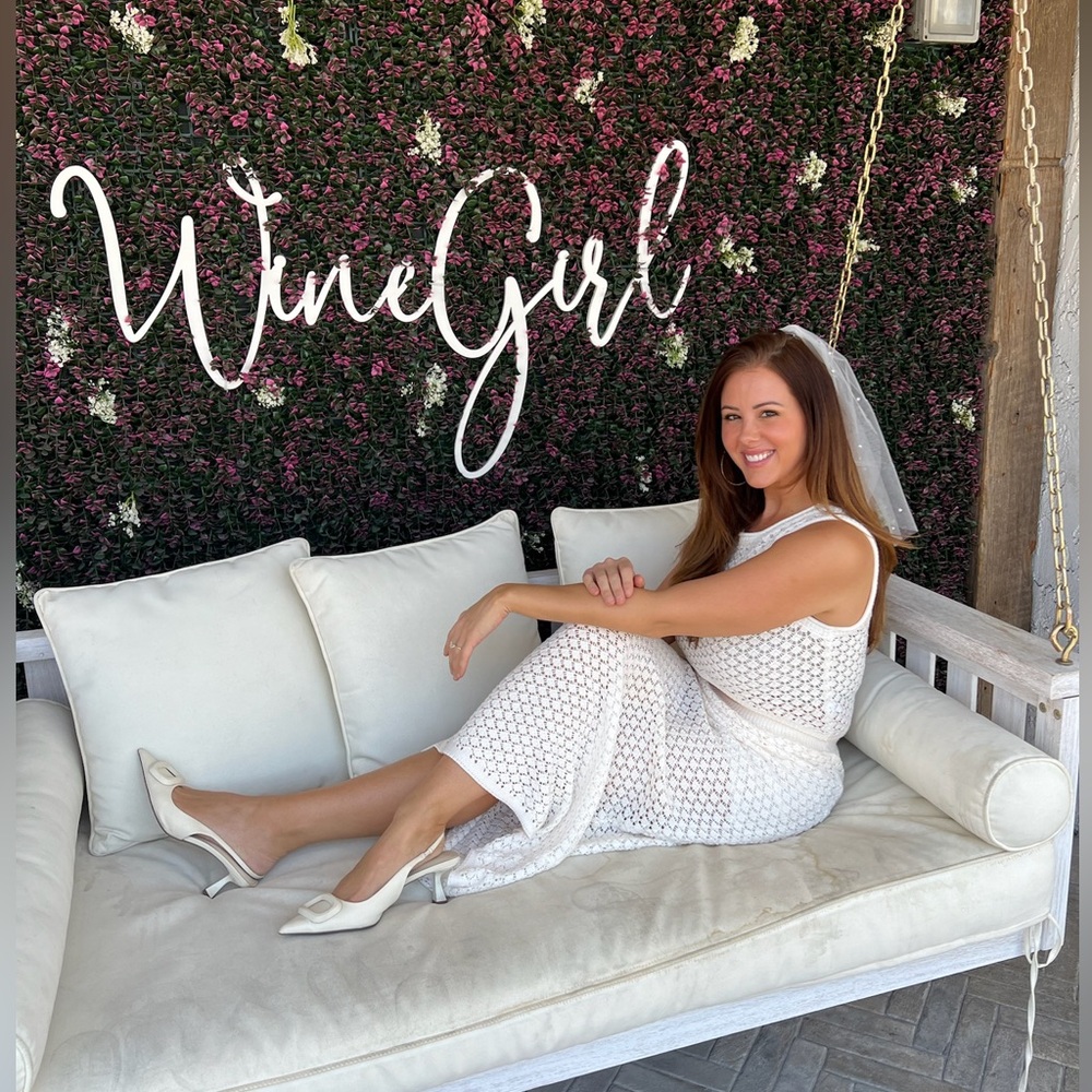 Olive & Oak White Crochet Knit Maxi Dress